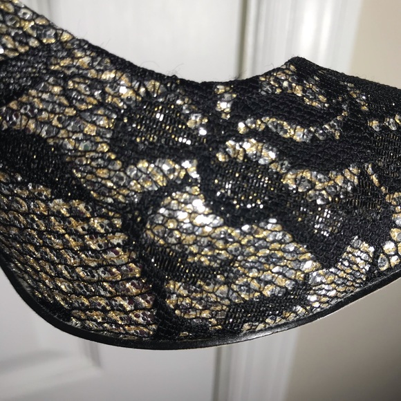 🛍 Aldo Black Lace Overlay Peep Toe Heels - Picture 5 of 8